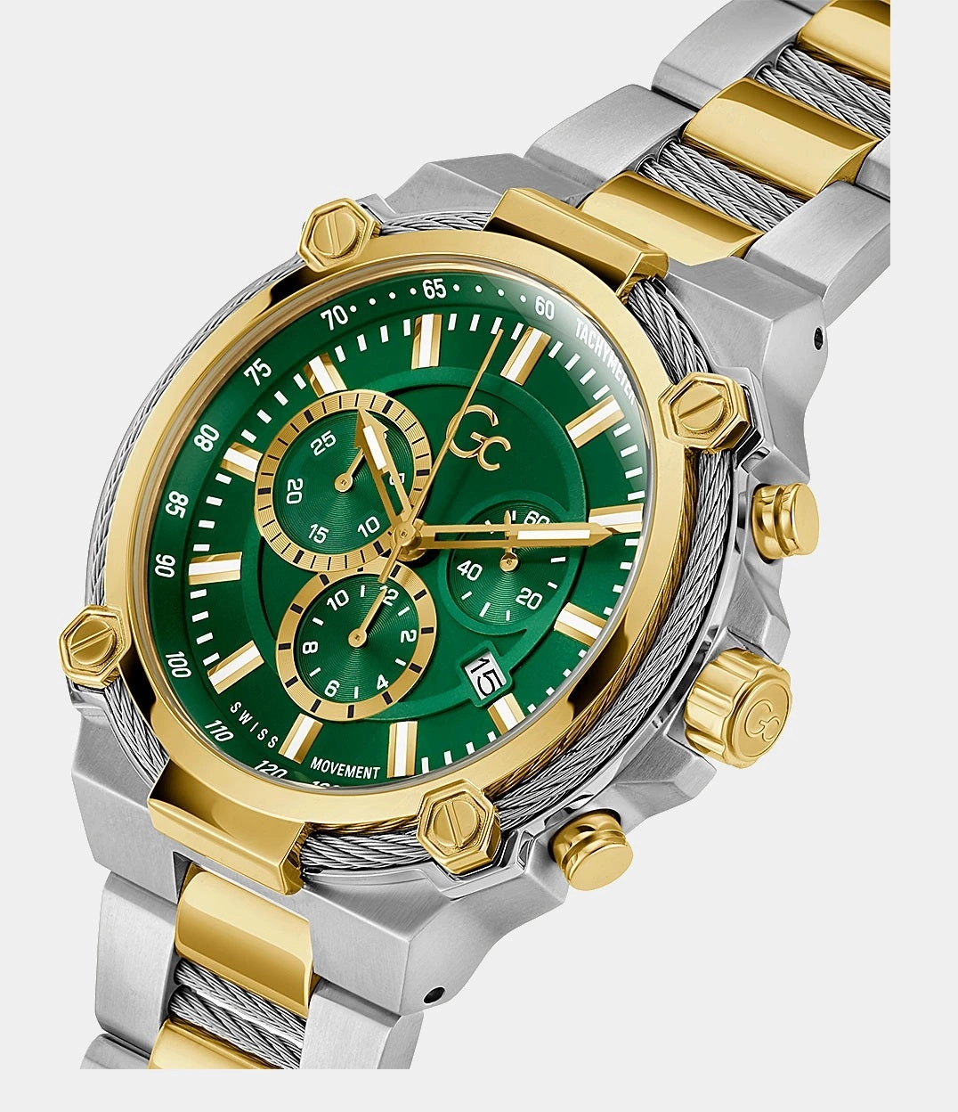 Men's Green Stainless Steel Chronograph Watch Y24014G9MF