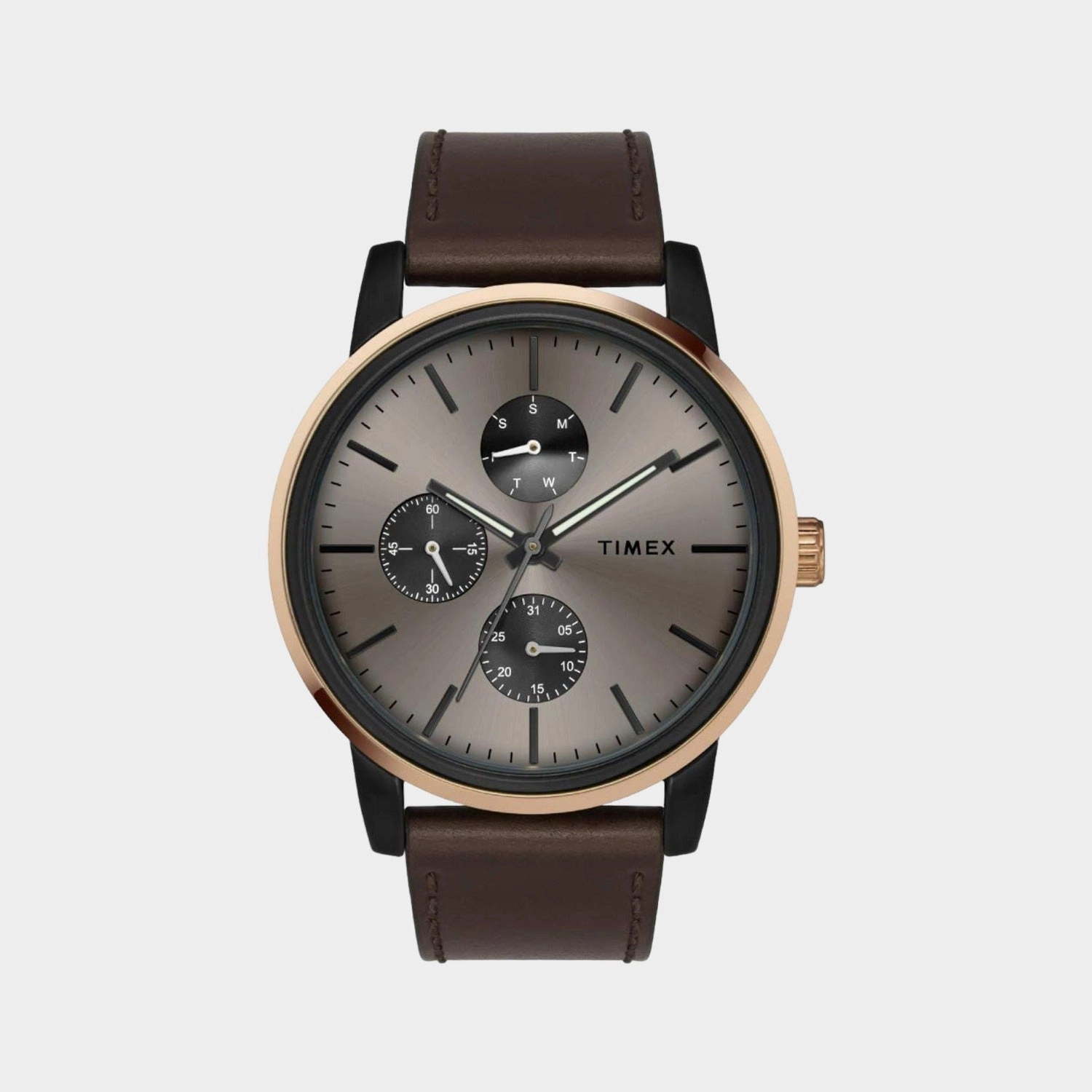 Men's Quartz Brown Dial Multi-Function Leather Watch TWEG18903