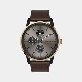 Men's Quartz Brown Dial Multi-Function Leather Watch TWEG18903
