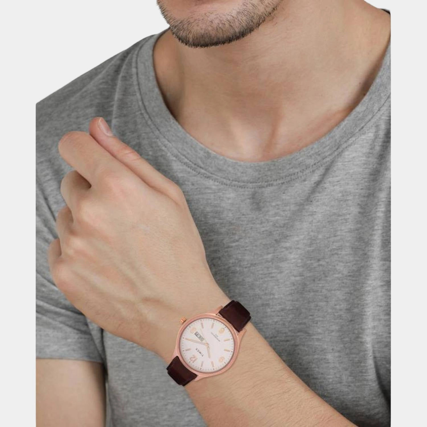 Men's Silver Analog Leather Watch TWEG18402