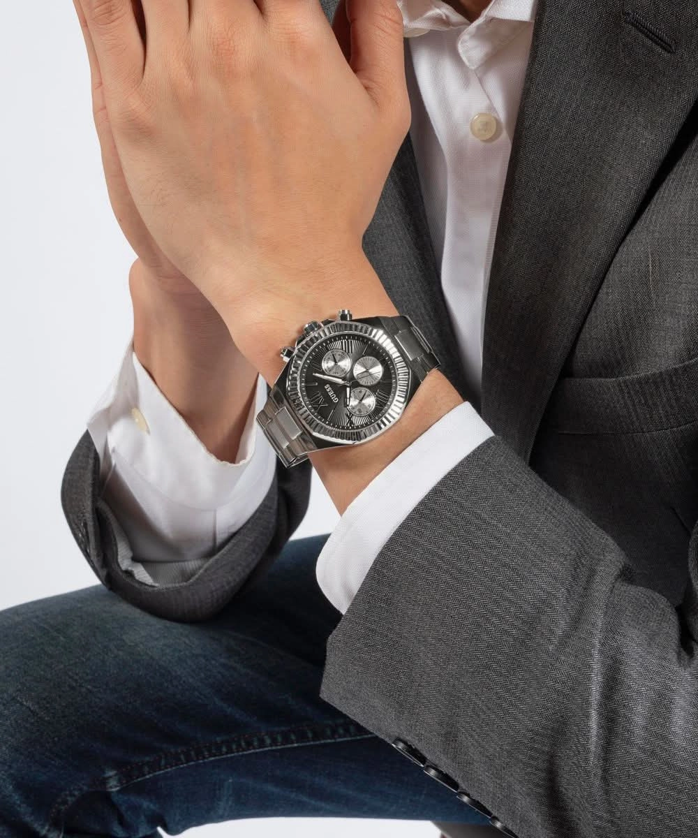 Men's Silver Black Equity Watch GW0703G1