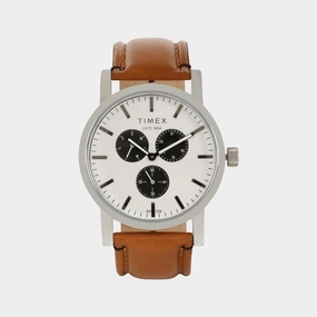 Men Silver Analog Leather Watch TWEG16605