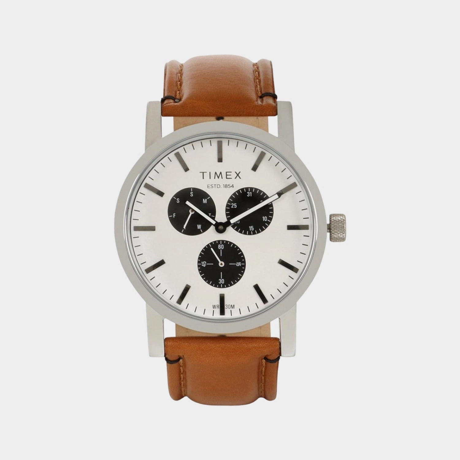 Men Silver Analog Leather Watch TWEG16605