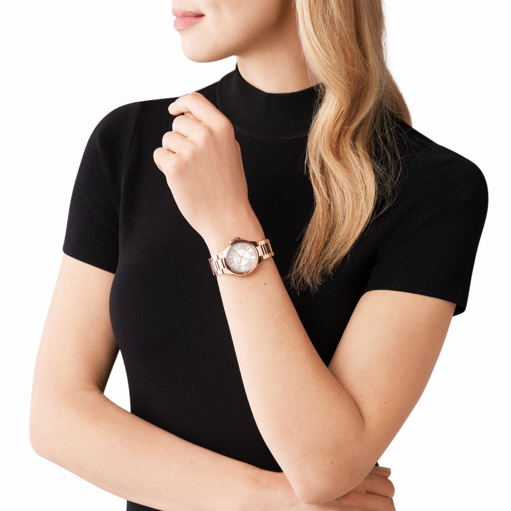Michael Kors Camille Three-Hand Rose Gold-Tone Stainless Steel Watch MK7256