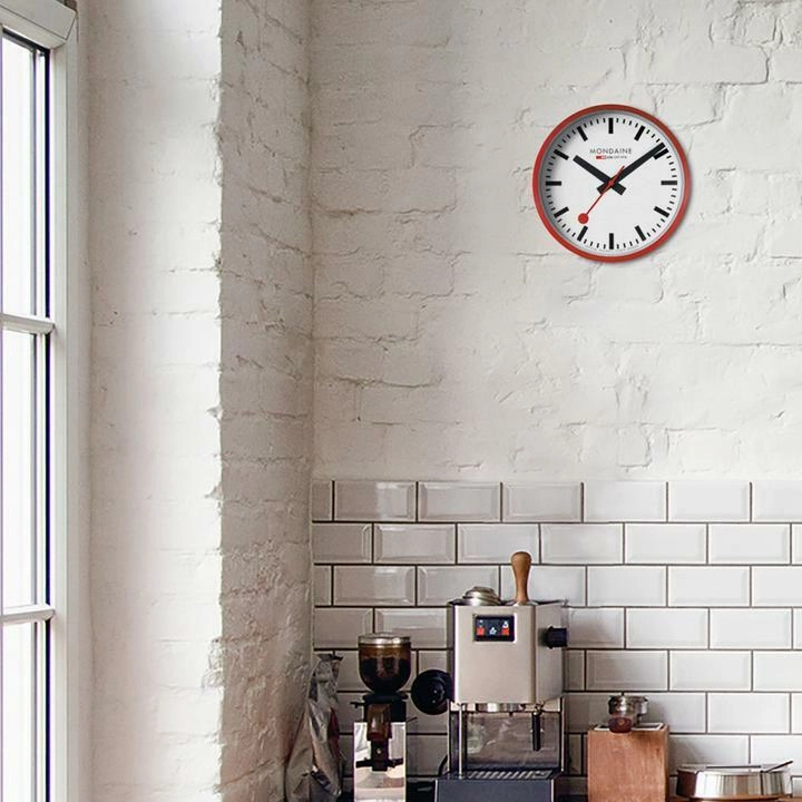 Mondaine Authentic Swiss Railway Style Wall Clock with Brushed Aluminium Case