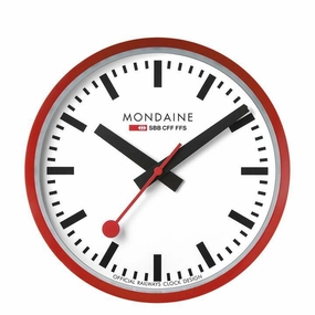 Mondaine Authentic Swiss Railway Style Wall Clock with Brushed Aluminium Case
