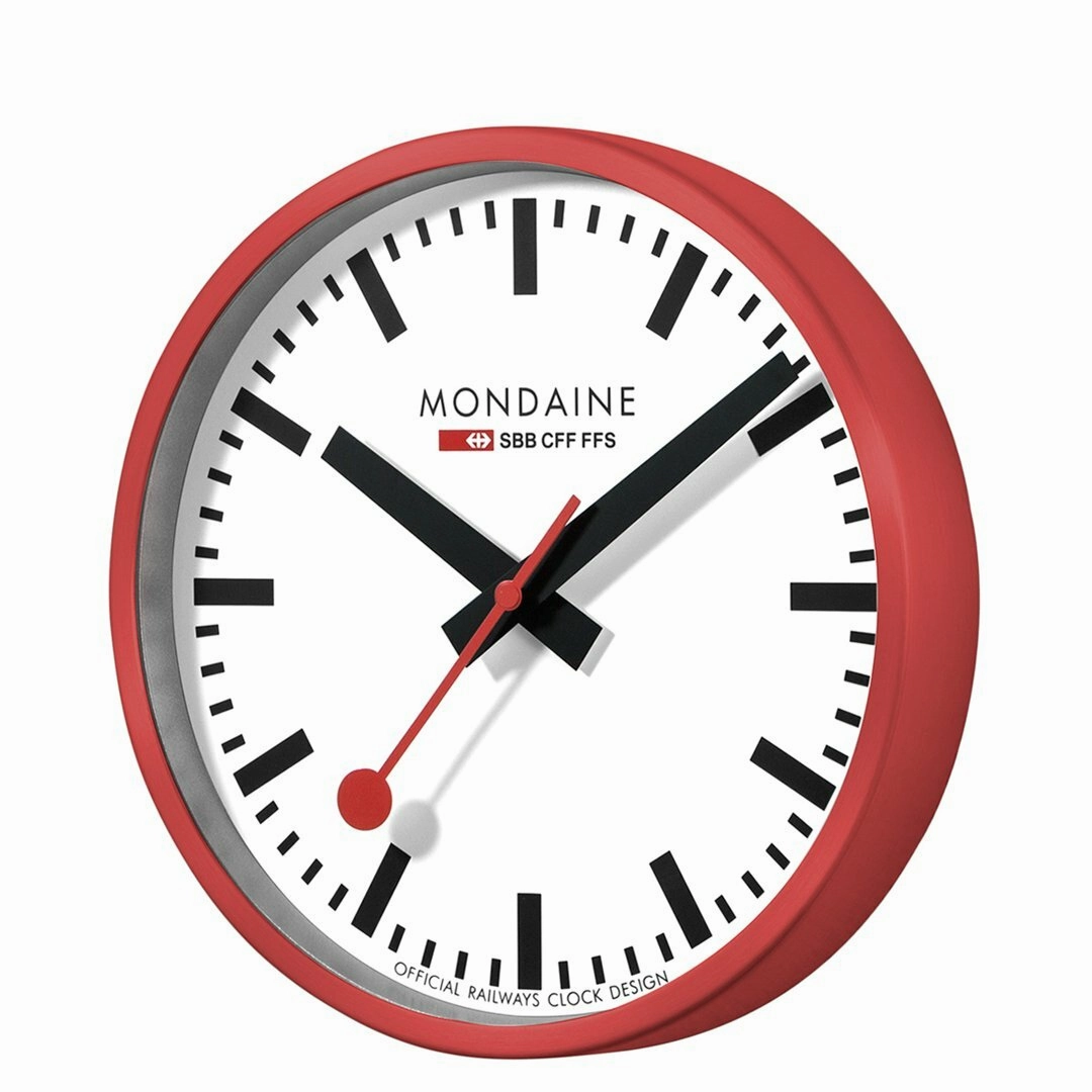 Mondaine Authentic Swiss Railway Style Wall Clock with Brushed Aluminium Case