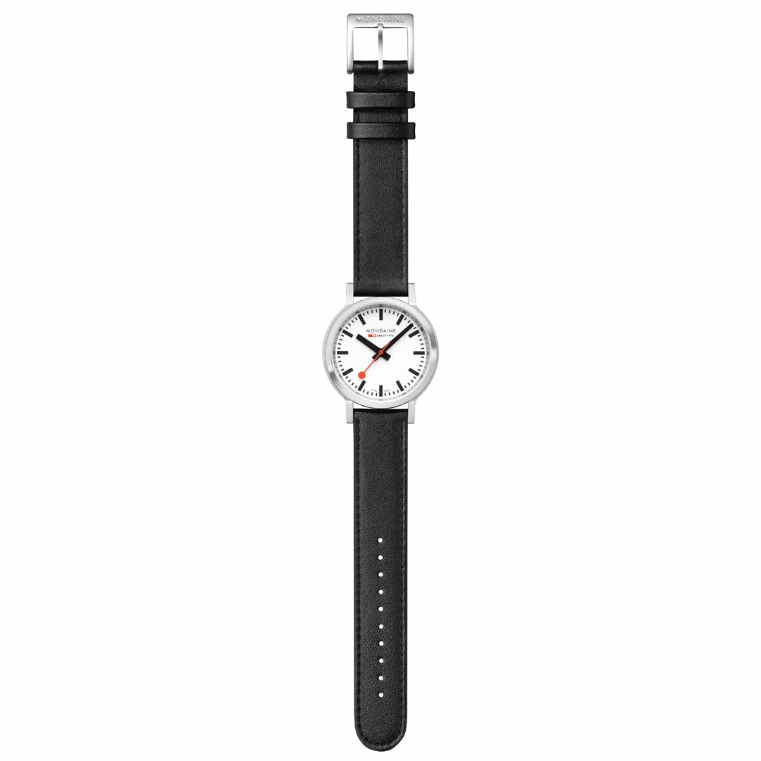 Mondaine Black Vegan Leather 34MM Watch MST.3401B.LBV.SET