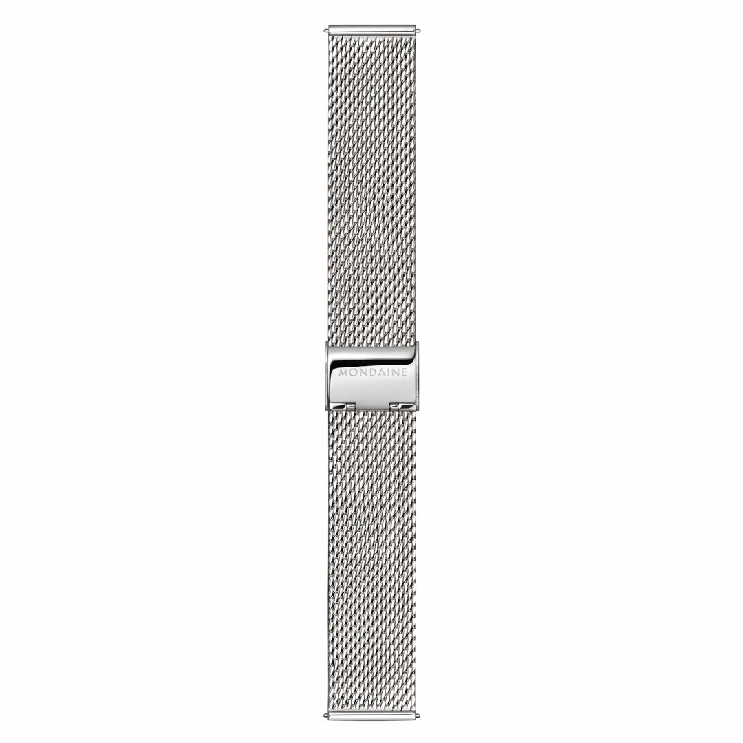 Mondaine Doppio Solar White Dial Stainless Steel Watch MLE.41910.SM