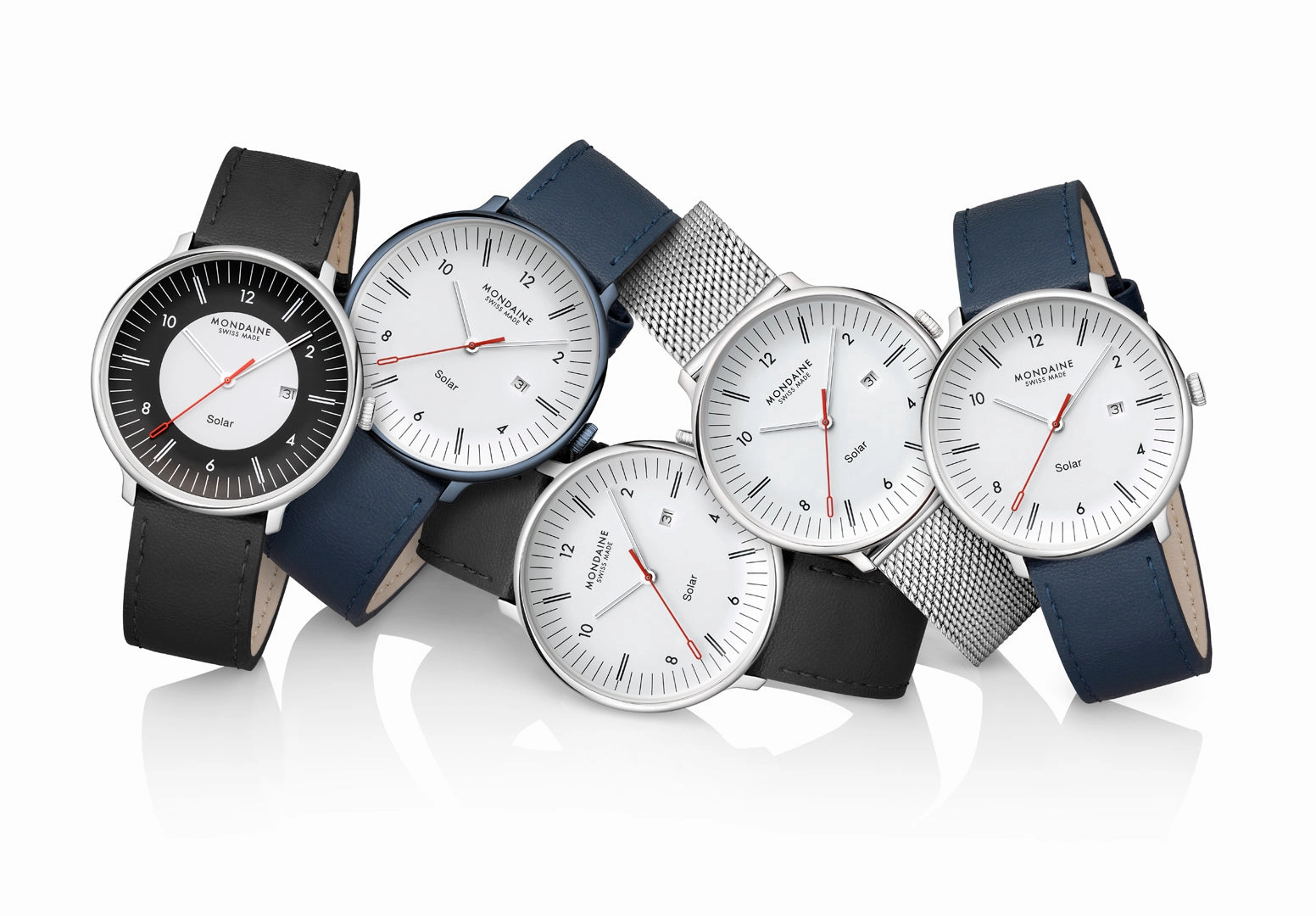 Mondaine Doppio Solar White Dial Stainless Steel Watch MLE.41910.SM