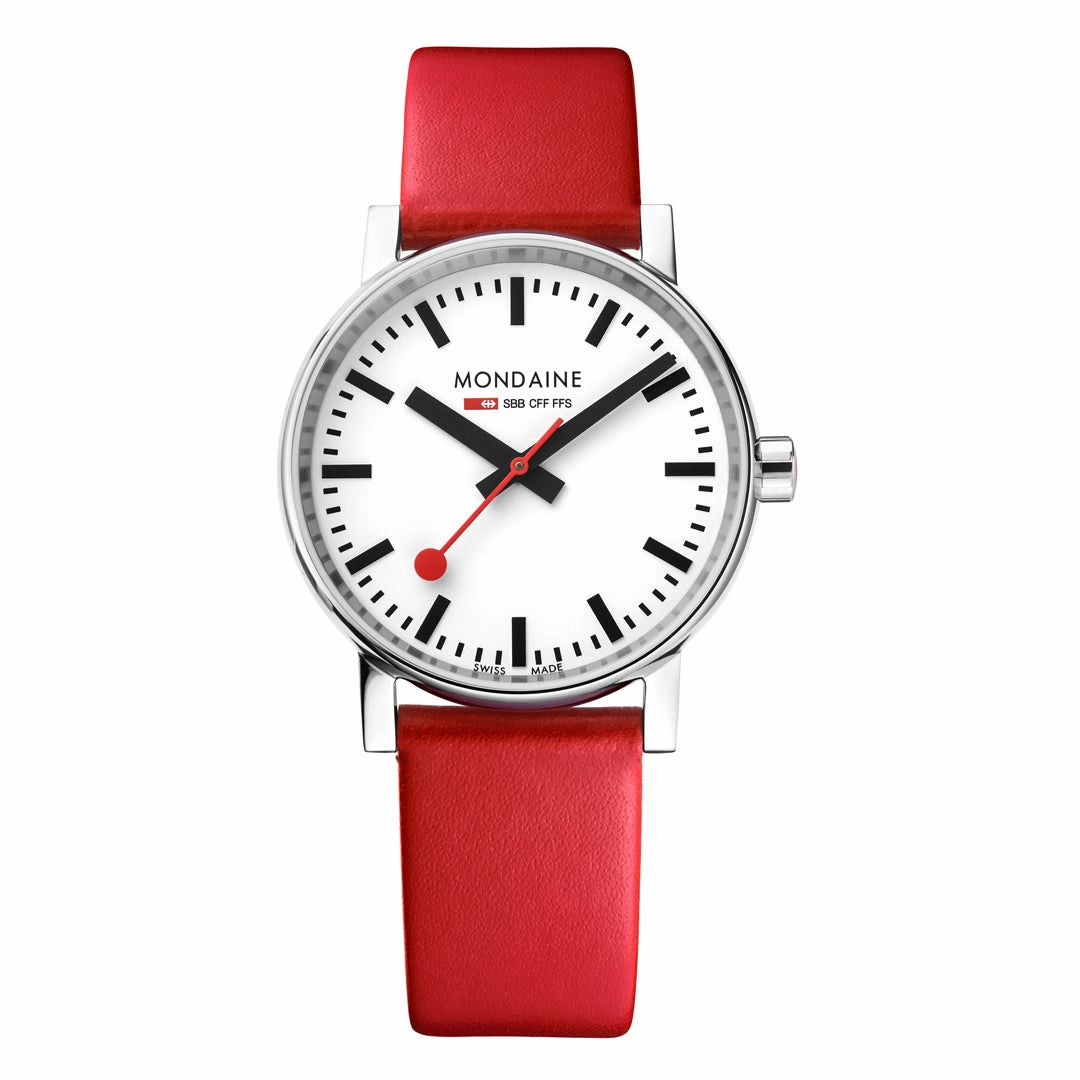 Mondaine Evo2 35mm White Dial Leather Watch MSE.35110.LCV