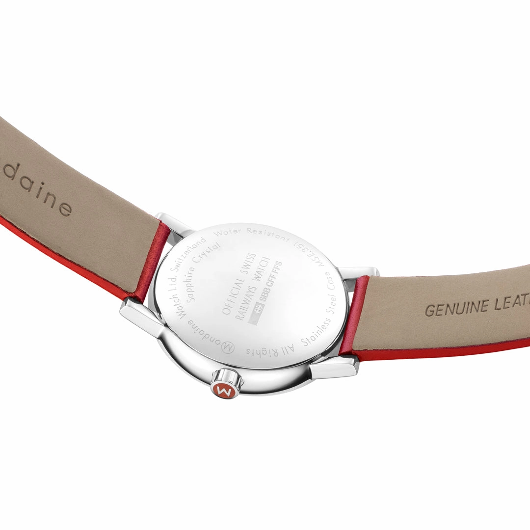 Mondaine Evo2 35mm White Dial Leather Watch MSE.35110.LCV