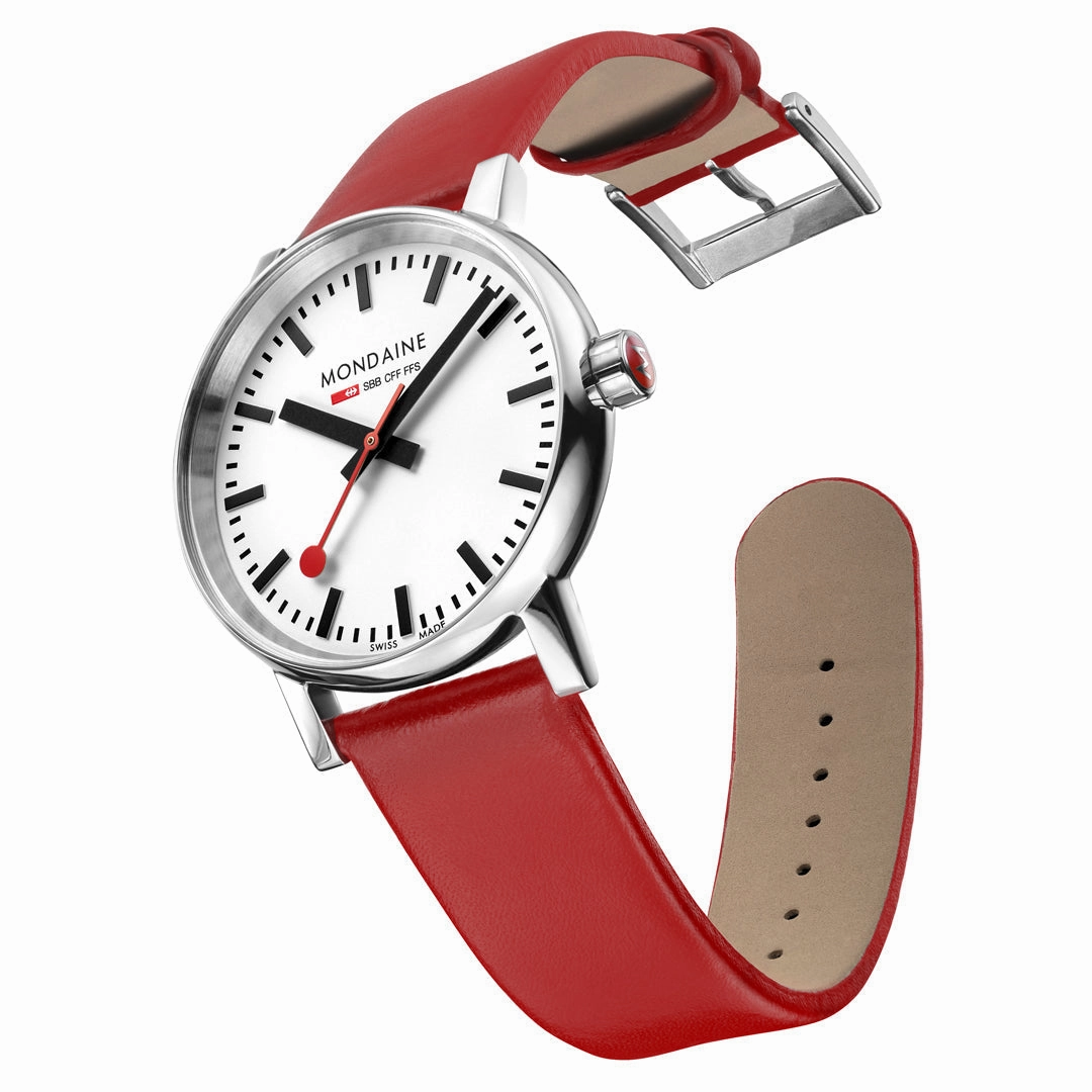 Mondaine Evo2 35mm White Dial Leather Watch MSE.35110.LCV