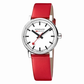 Mondaine Evo2 35mm White Dial Leather Watch MSE.35110.LCV