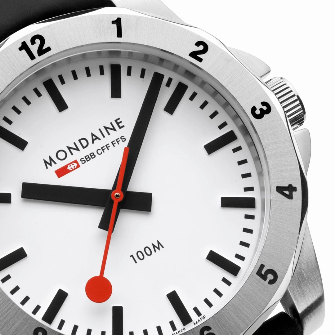 Mondaine Numeri White Dial Black Silicone Strap Watch MSN.4211B.RB
