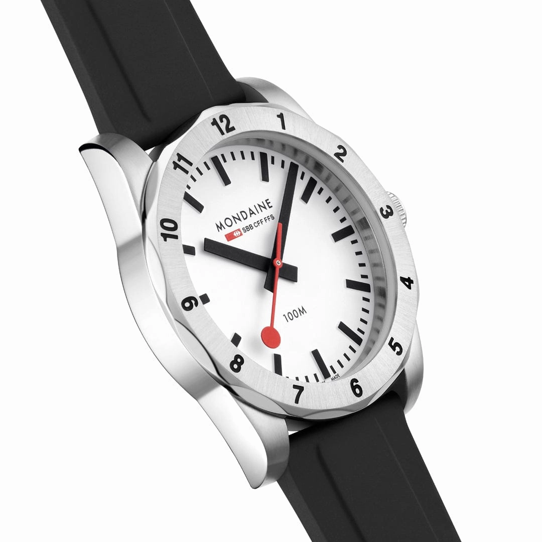 Mondaine Numeri White Dial Black Silicone Strap Watch MSN.4211B.RB