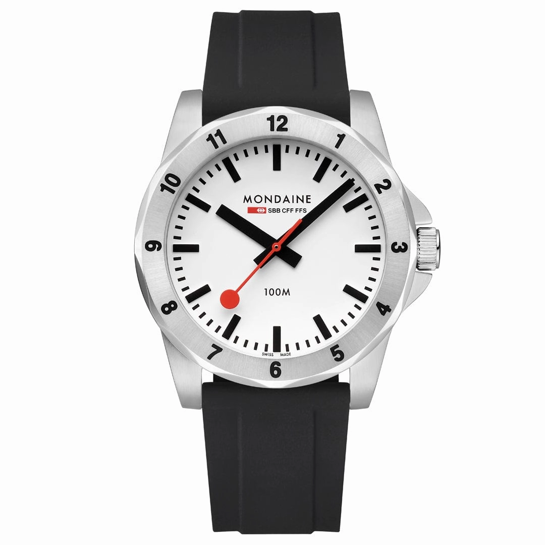 Mondaine Numeri White Dial Black Silicone Strap Watch MSN.4211B.RB