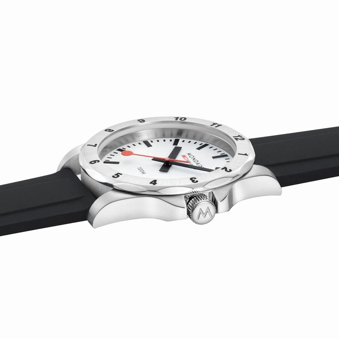 Mondaine Numeri White Dial Black Silicone Strap Watch MSN.4211B.RB