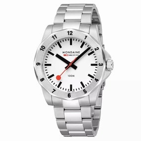 Mondaine Numeri White Dial Stainless Steel Bracelet Watch MSN.4211B.SK