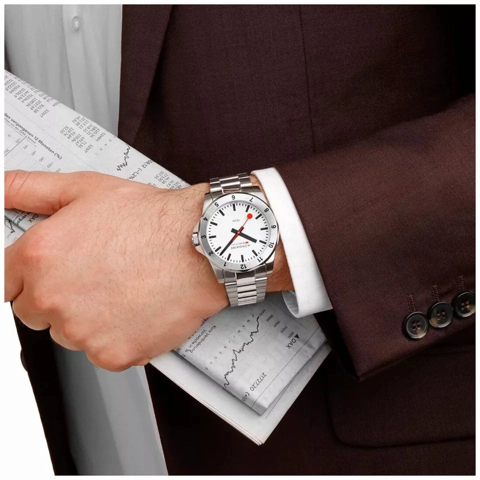 Mondaine Numeri White Dial Stainless Steel Bracelet Watch MSN.4211B.SK