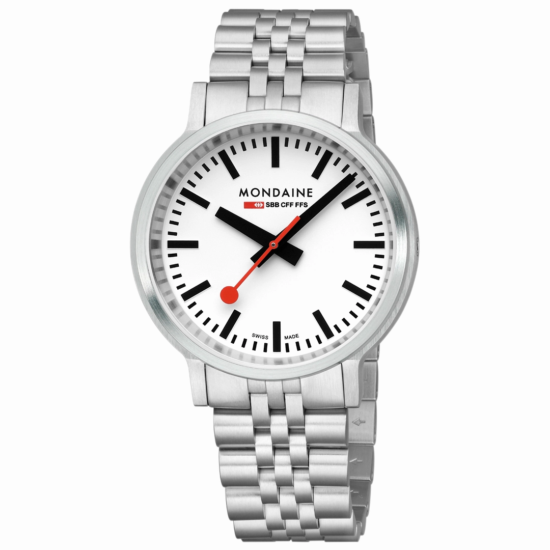 Mondaine Stop2go Backlight White Dial Stainless Steel Watch MST.4101B.SJ.2SE