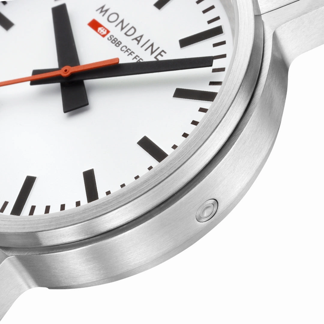 Mondaine Stop2go Backlight White Dial Stainless Steel Watch MST.4101B.SJ.2SE
