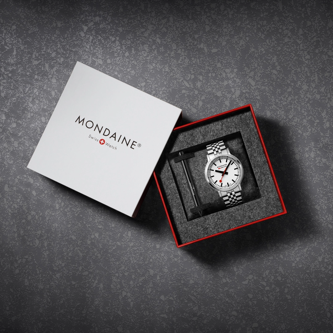 Mondaine Stop2go Backlight White Dial Stainless Steel Watch MST.4101B.SJ.2SE