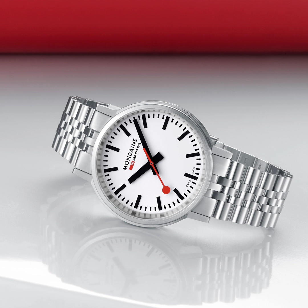 Mondaine Stop2go Backlight White Dial Stainless Steel Watch MST.4101B.SJ.2SE