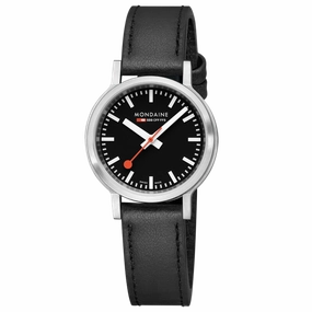 Mondaine Super-Luminova Black Vegan Leather 34MM Watch MST.34020.LBV.SET
