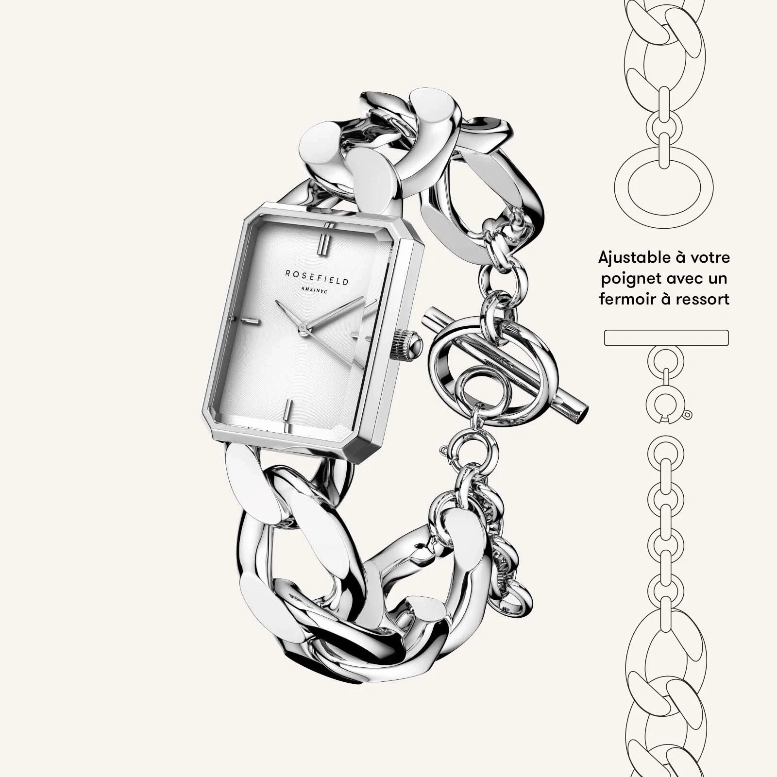 Montre Rosefield Octagon XS Studio Argent O56