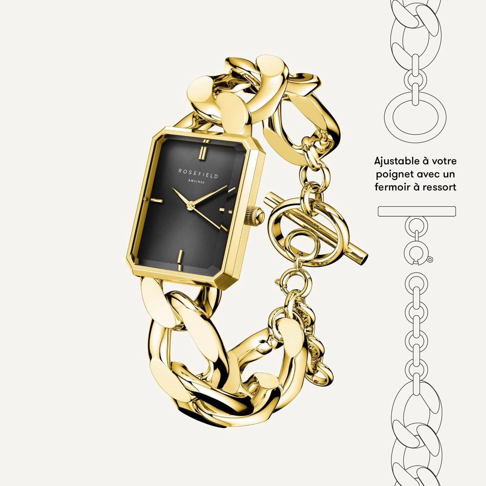 Montre Rosefield Octagon XS Studio Noir Or O57