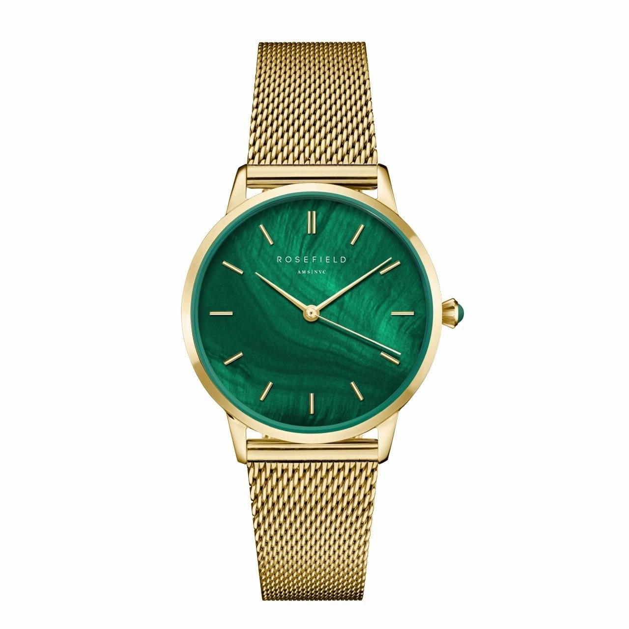 Montre Rosefield Pearl Edit meraude Maille Or R10