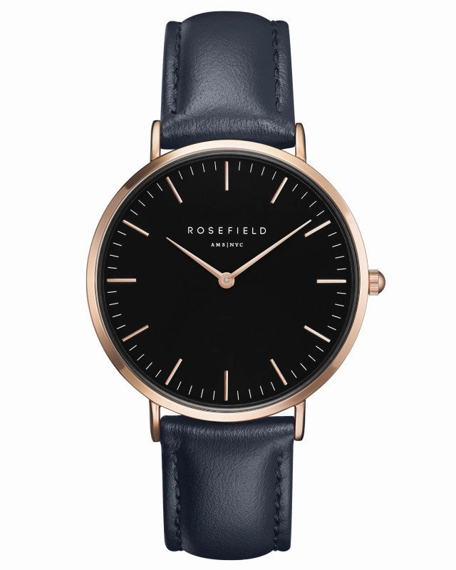 Montre Rosefield The BOWERY Black Blue Rose Gold BBBUR-B18