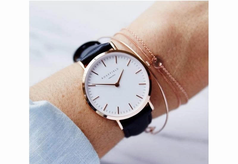 Montre Rosefield The BOWERY White Black Rose Gold BWBLR-B1
