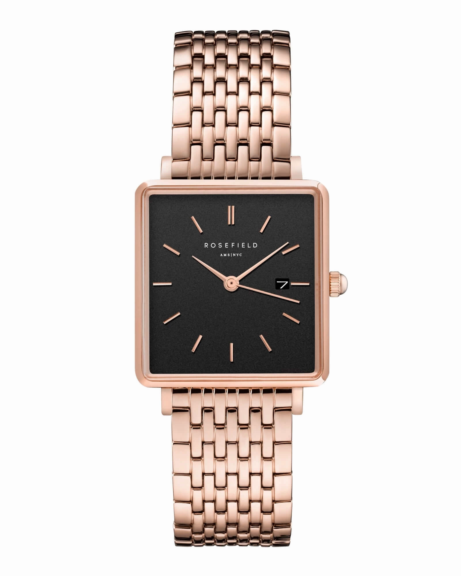 Montre Rosefield THE BOXY Black Rose Gold Q019