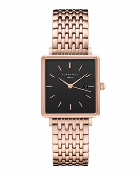 Montre Rosefield THE BOXY Black Rose Gold Q019