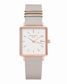 Montre Rosefield THE BOXY Blanc Gris Or rose