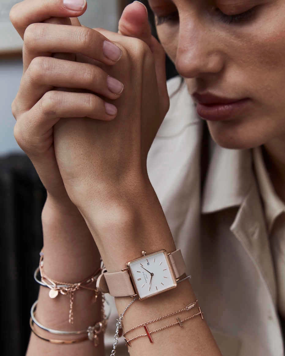 Montre Rosefield THE BOXY Blanc Rose Or Rose QWPR-Q11