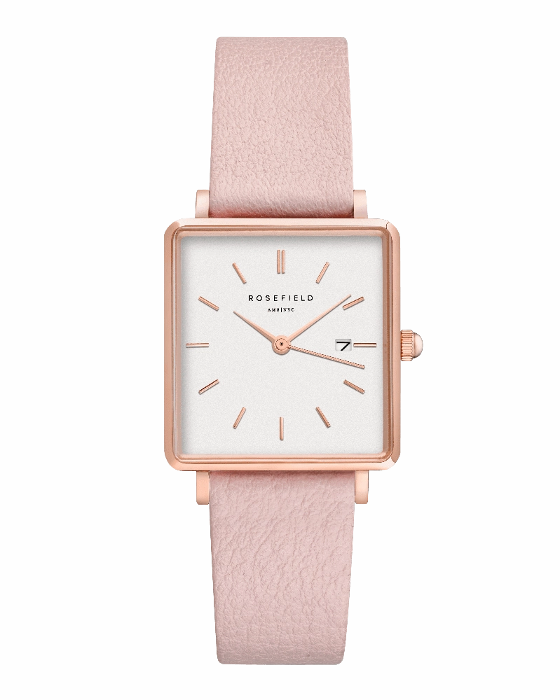 Montre Rosefield THE BOXY Blanc Rose Or Rose QWPR-Q11