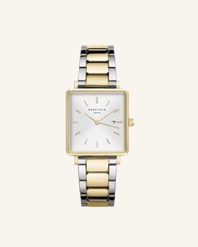 Montre Rosefield THE BOXY Blanc Sunray Acier Argent Or Jaune Duo Q043