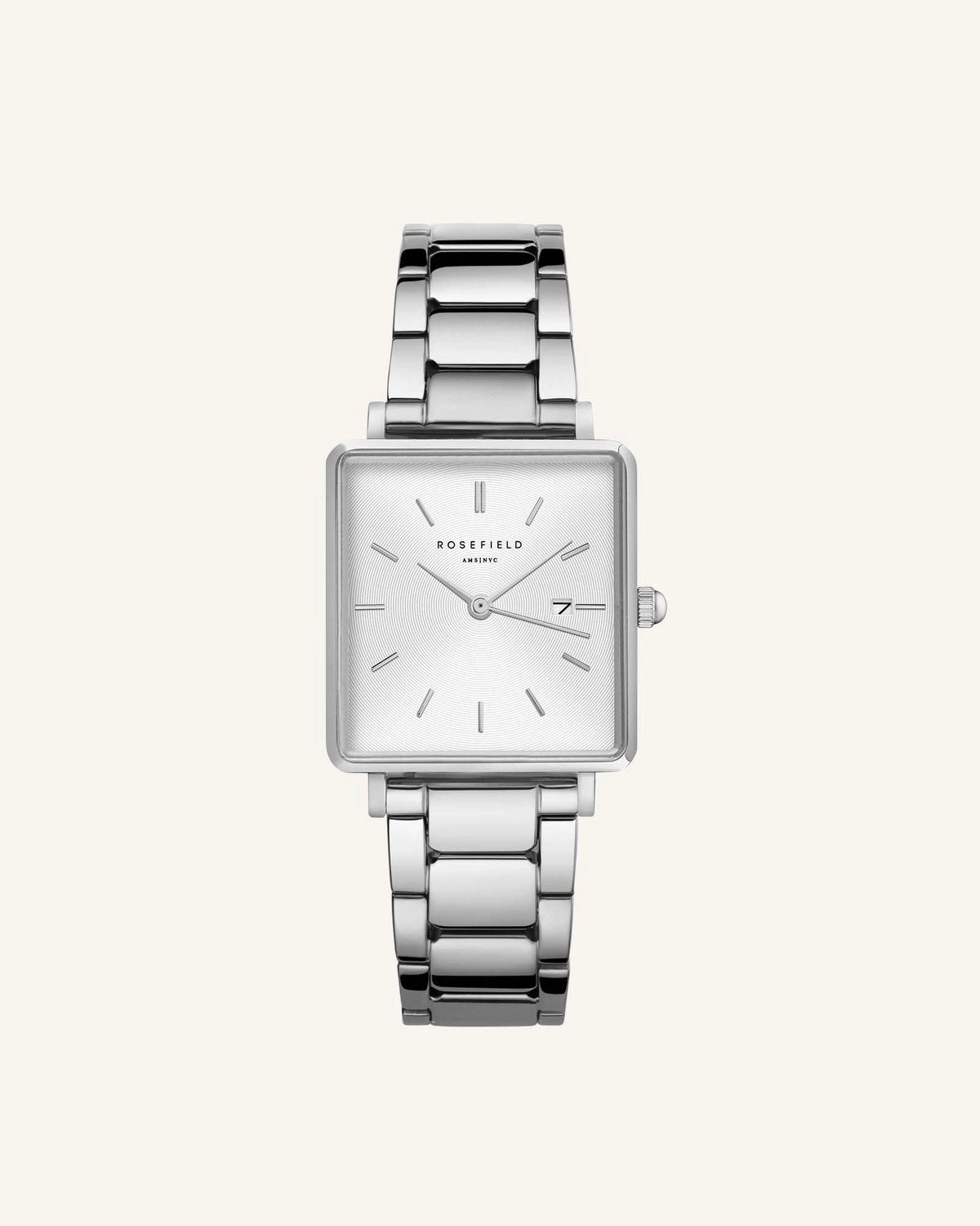 Montre Rosefield THE BOXY Blanc Sunray Acier Argent Q042