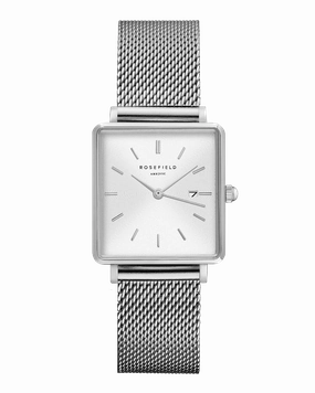 Montre Rosefield THE BOXY Blanc Sunray Argent QWSS-Q02