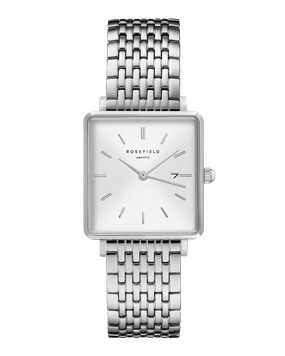 Montre Rosefield THE BOXY Blanc Sunray Argent QWSS-Q08