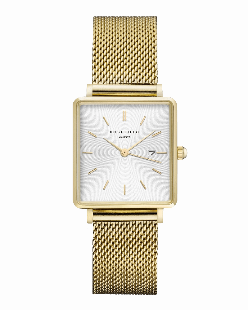 Montre Rosefield THE BOXY Blanc Sunray Or Jaune QWSG-Q03