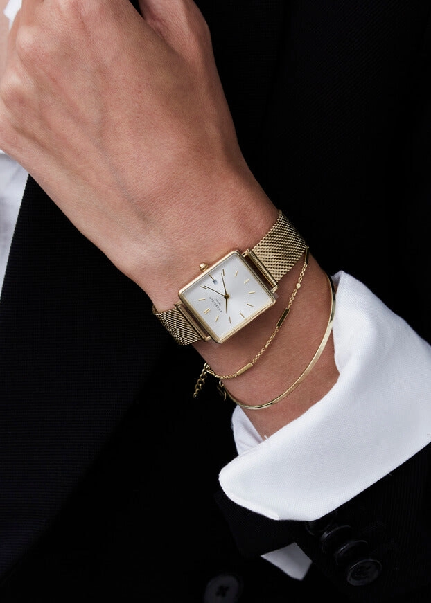 Montre Rosefield THE BOXY Blanc Sunray Or Jaune QWSG-Q03