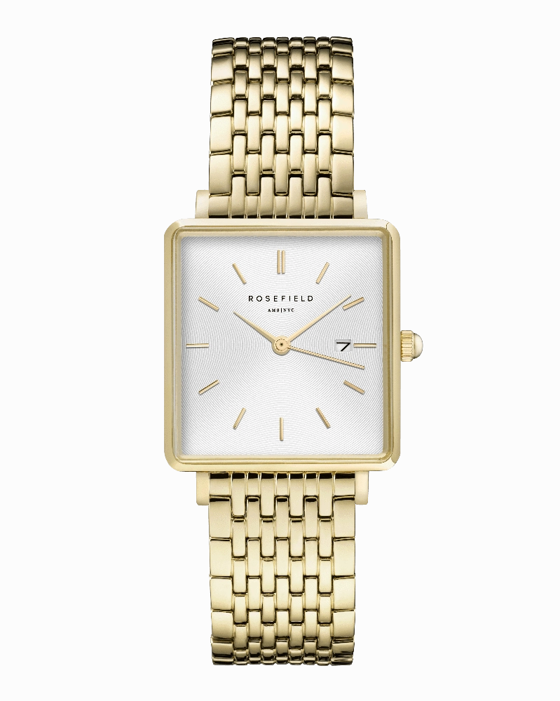 Montre Rosefield THE BOXY Blanc Sunray Or Jaune QWSG-Q09