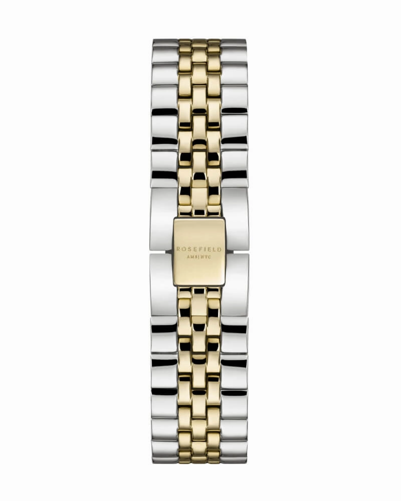 Montre Rosefield THE BOXY Duotone Blanc Sunray Or Jaune Argent QSVGD-Q013