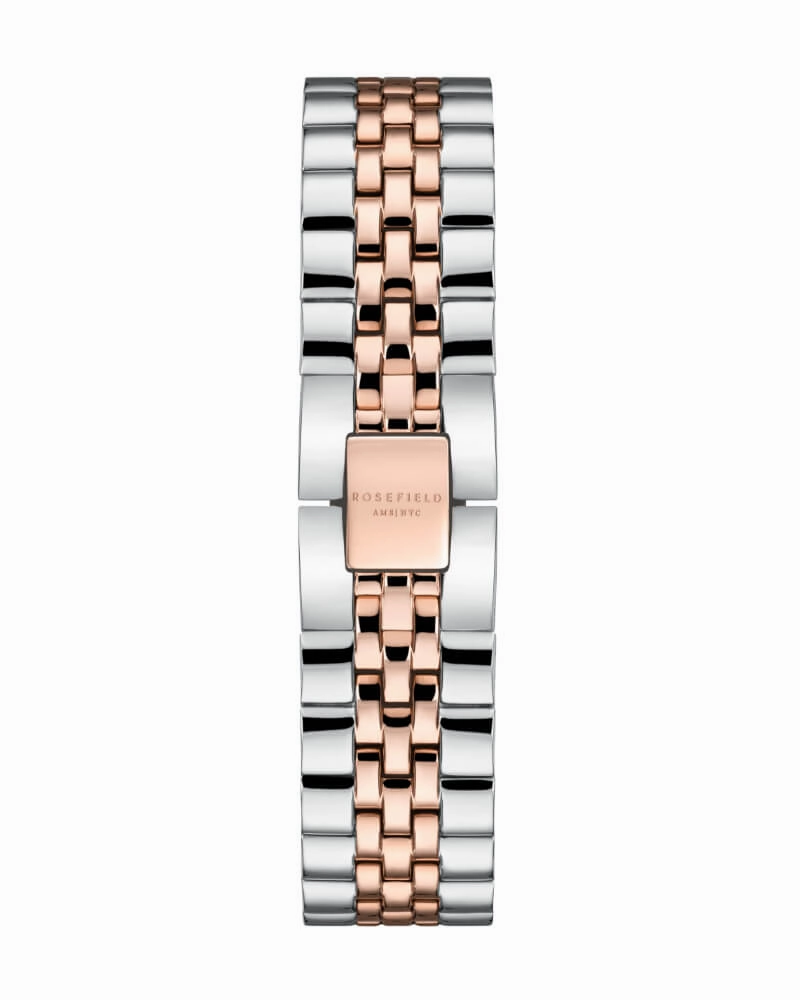Montre Rosefield THE BOXY Duotone Blanc Sunray Or Rose Argent QSVRD-Q014