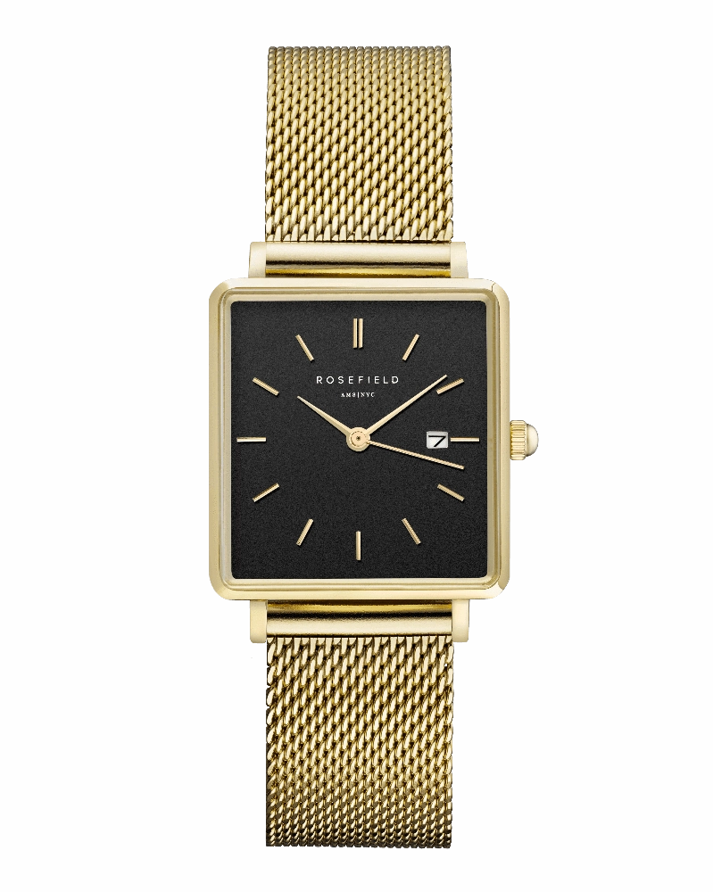 Montre Rosefield THE BOXY Noir Or Jaune QBMG-Q06