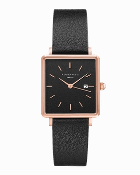 Montre Rosefield THE BOXY Noir Or Rose QBBR-Q10